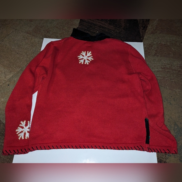 Vintage Ugly Christmas Snowman Embroidered Knit Cardigan  Sweater Winter Size L - Picture 3 of 4